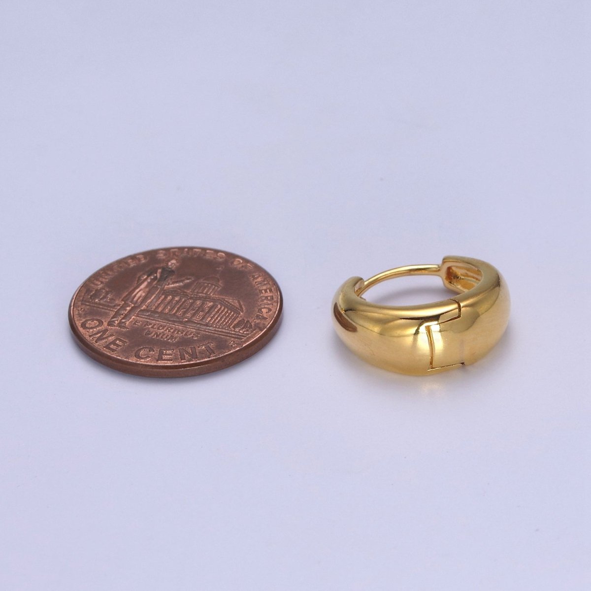 24K Gold Filled DOME Hoops • Bold Gold Hoops Minimalist, Light Weight, Perfect for Everyday Wear T-303