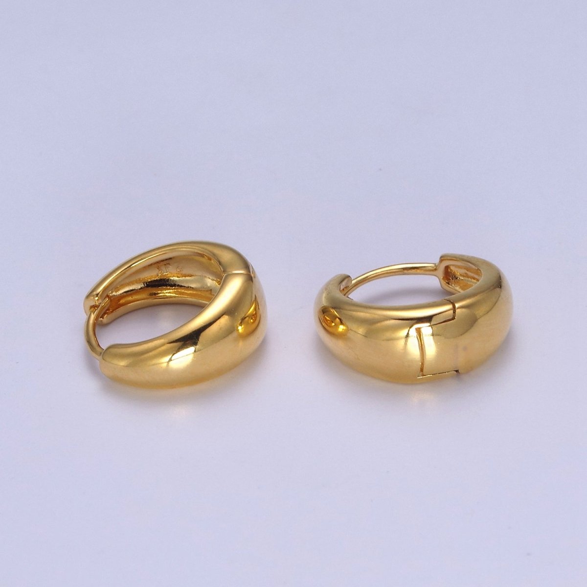24K Gold Filled DOME Hoops • Bold Gold Hoops Minimalist, Light Weight, Perfect for Everyday Wear T-303
