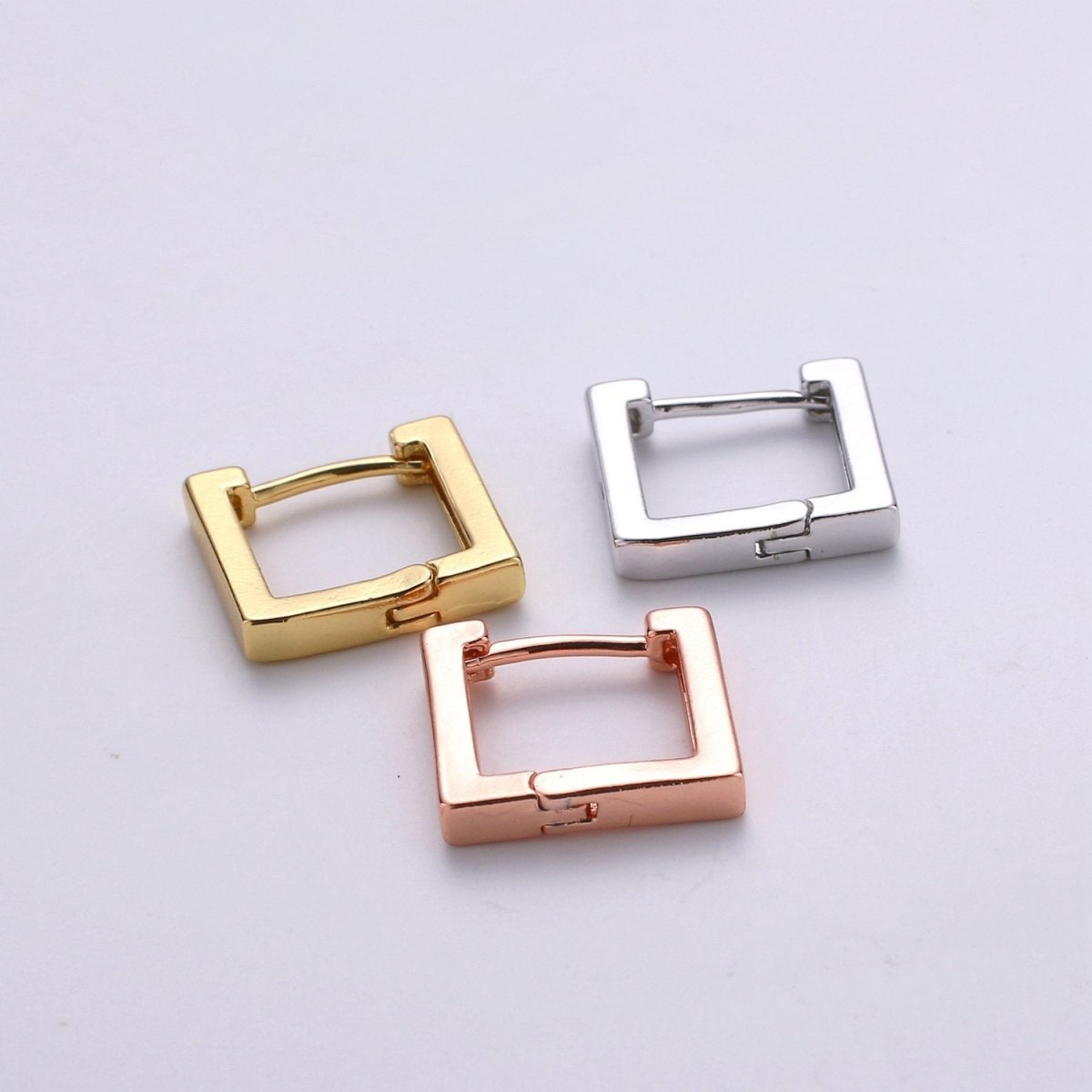 24k Gold Filled Earrings, Square Huggie Earring, Square Earrings, DIY Earrings, Everyday Wear Earrings, Rosegold Earring L-924