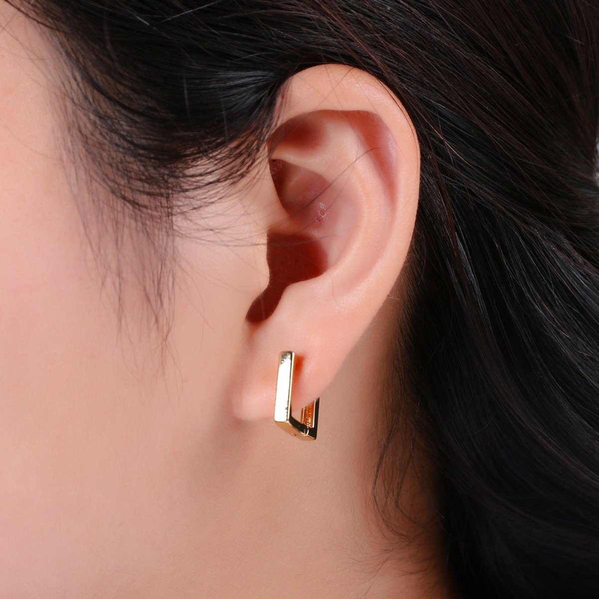24k Gold Filled Earrings, Square Huggie Earring, Square Earrings, DIY Earrings, Everyday Wear Earrings, Rosegold Earring L-924