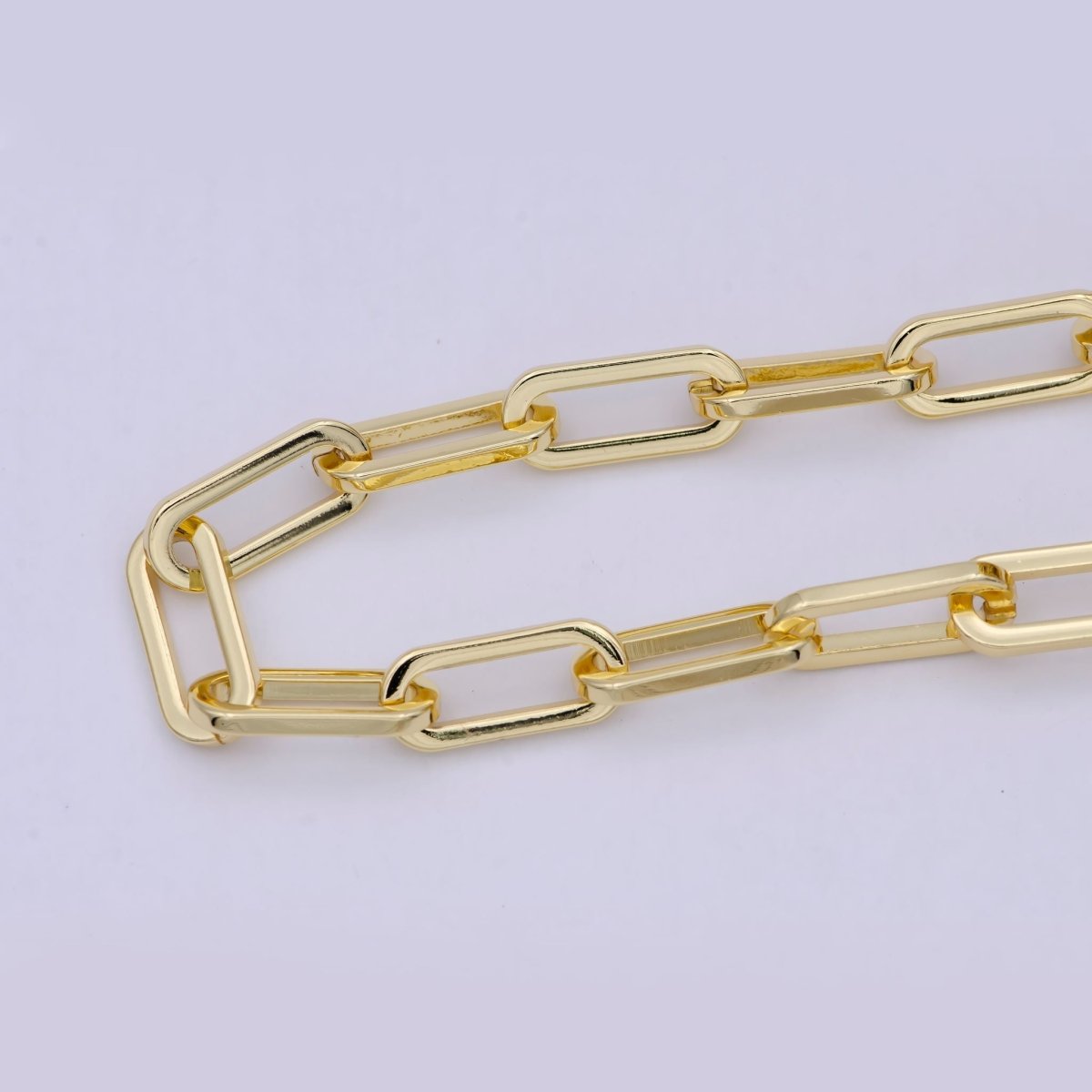 24K Gold Filled Elongated Thick Paper Clip Chain, Rectangular 18.8mm X 7.9mm Paperclip Chain For Jewelry Making | ROLL-702