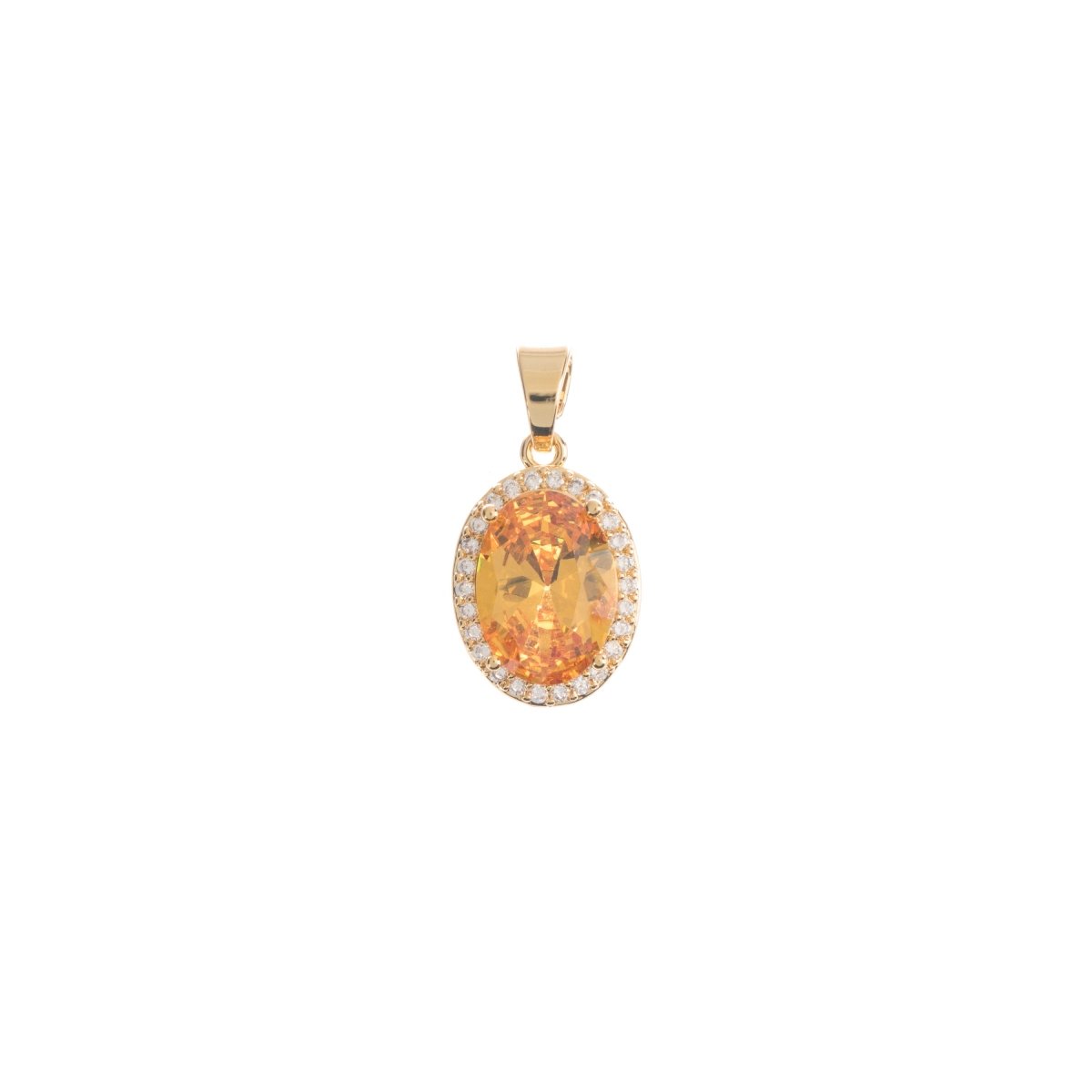 24K Gold Filled Fiery Orange, Sunburst, Pink Red Green Oval Charm Cubic Zirconia Bails for Earring Necklace Pendant Jewelry Making Supplies H-764 - H-770