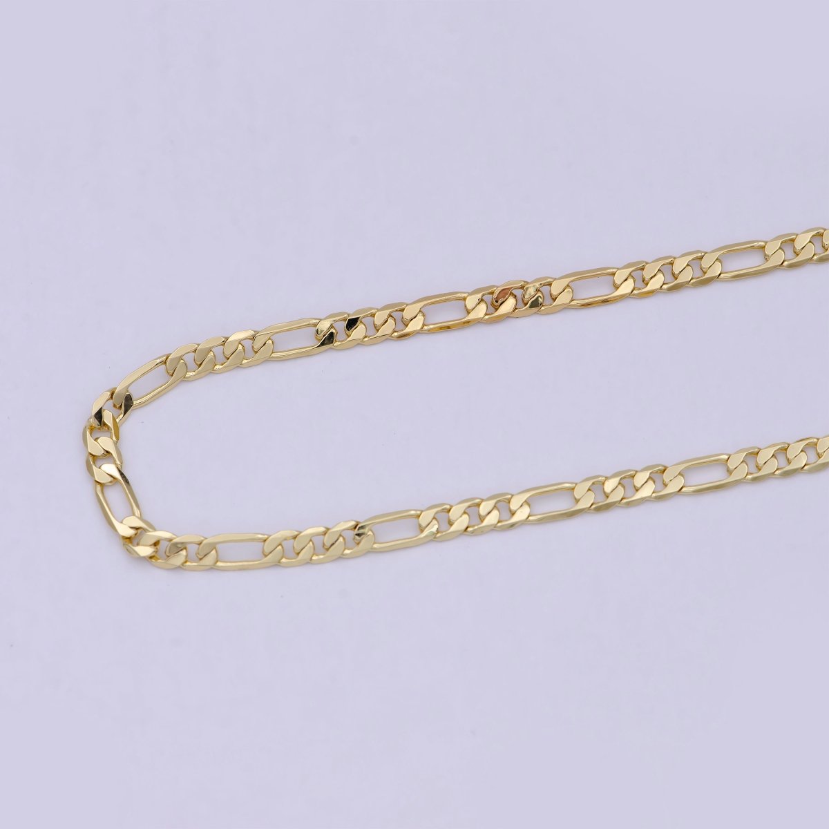 24K Gold Filled Figaro Unfinished Chain, Dainty 3mm Flat Figaro Chain for Men Woman Unisex Layering Necklace Jewelry Making | ROLL-703