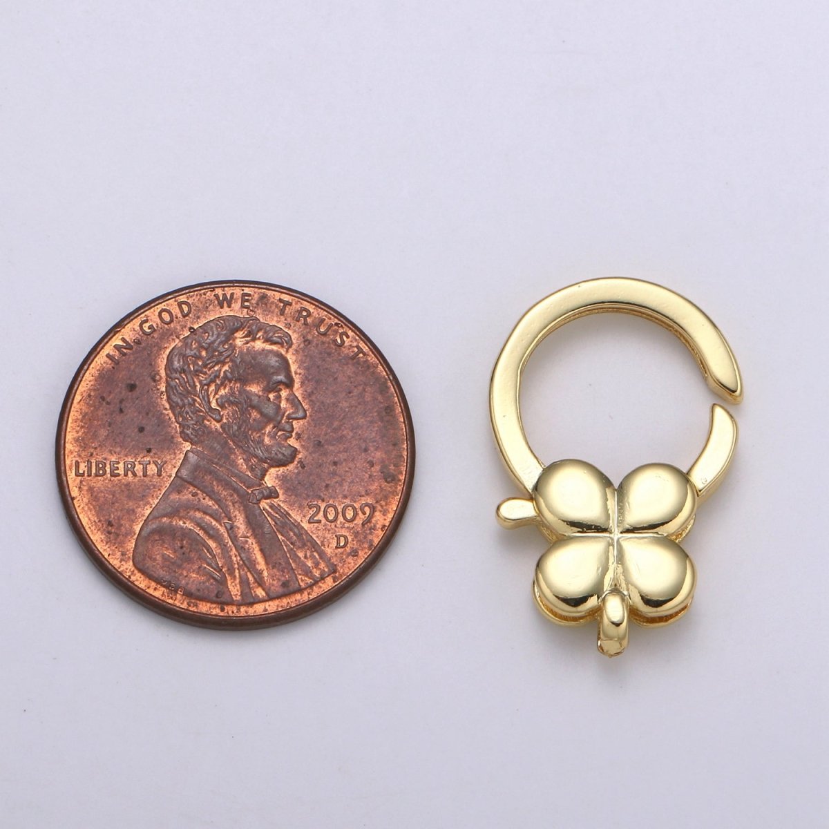 24K Gold Filled Four Clover Lobster Clasp Push Ring Gate Clasp For DIY Jewelry Making  L-182