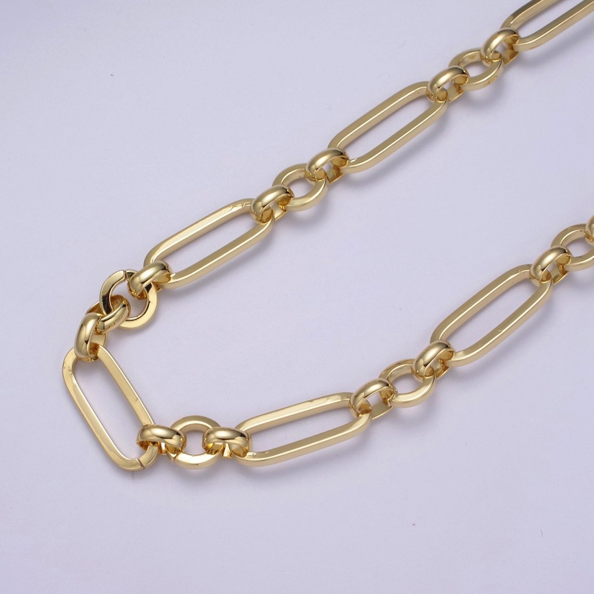 24K Gold Filled Gold Paperclip Long and Short Chain, PaperClip Unfinished Chain by Yard, 12X6.5mm Wholesale Chain For Jewelry Making | ROLL-641