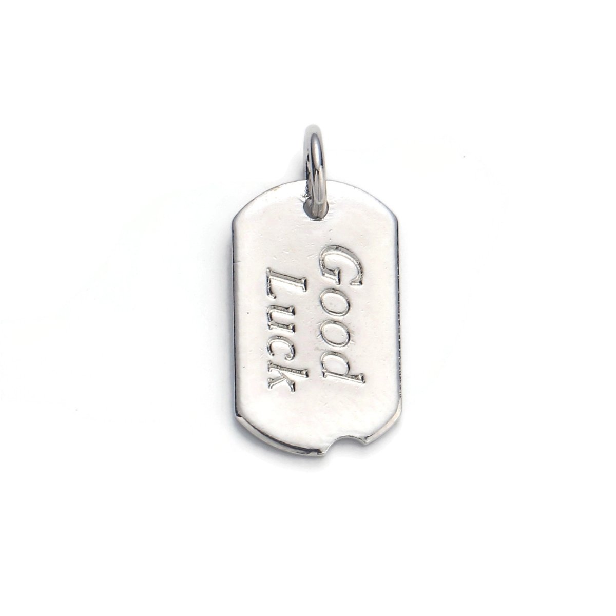 24k Gold Filled Good Luck Charm, Bar Plate Good Luck Pendant Charm, Gold Filled Charm, Gold / Silver Color Option D-045