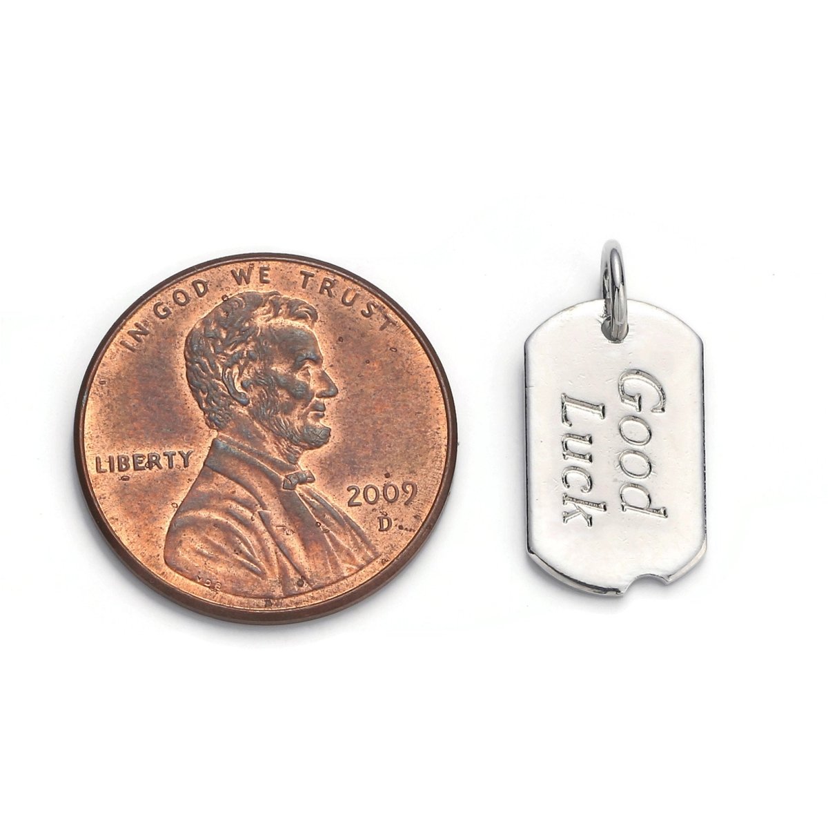 24k Gold Filled Good Luck Charm, Bar Plate Good Luck Pendant Charm, Gold Filled Charm, Gold / Silver Color Option D-045