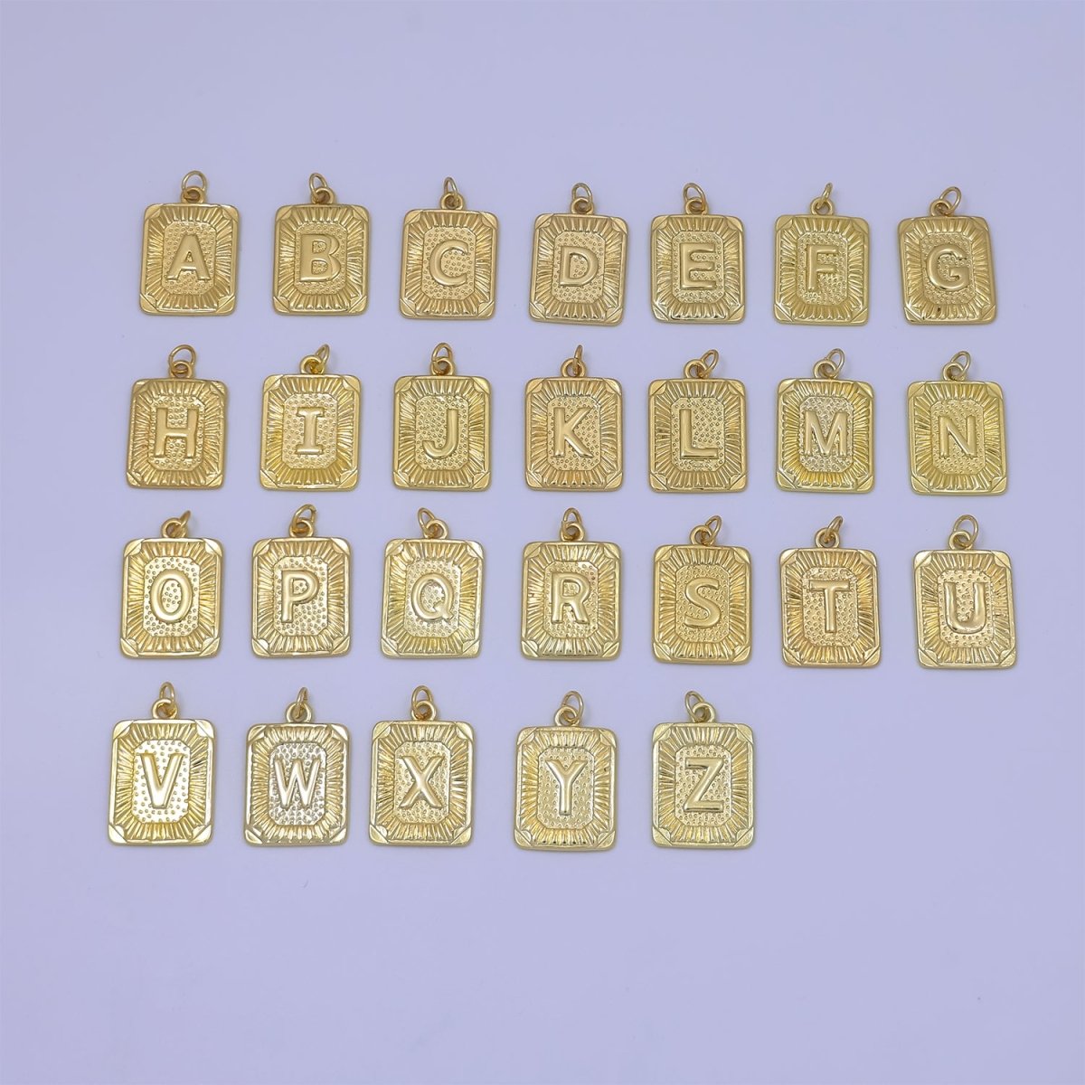 24k Gold Filled Initial Tag Letter Charm A - Z Alphabet Letter Tile Charm Pendant Personalized Charm for Designer Inspired Necklace Jewelry Making A716~A728