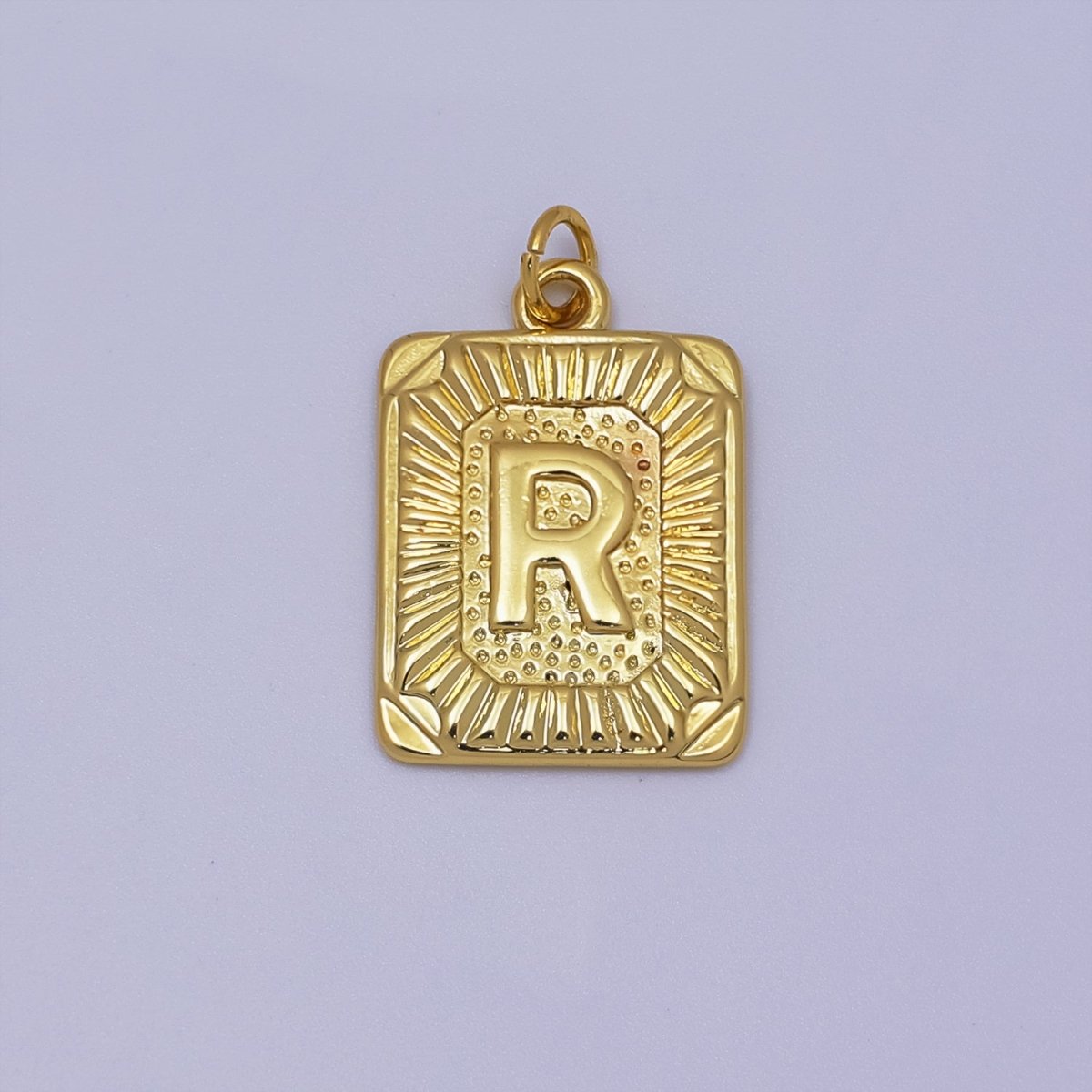 24k Gold Filled Initial Tag Letter Charm A - Z Alphabet Letter Tile Charm Pendant Personalized Charm for Designer Inspired Necklace Jewelry Making A716~A728