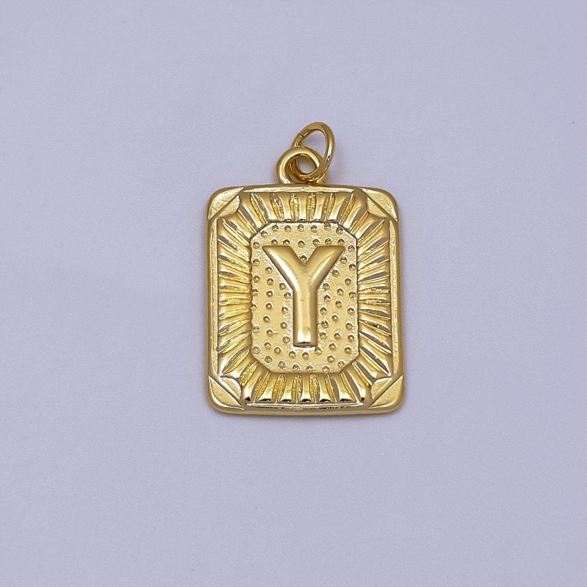24k Gold Filled Initial Tag Letter Charm A - Z Alphabet Letter Tile Charm Pendant Personalized Charm for Designer Inspired Necklace Jewelry Making A716~A728