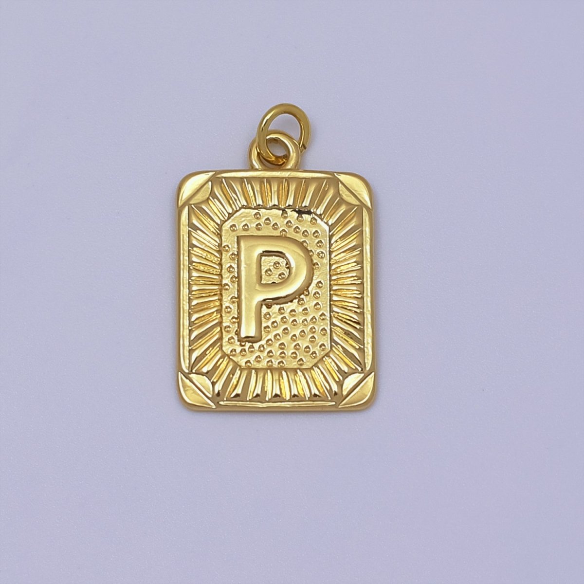 24k Gold Filled Initial Tag Letter Charm A - Z Alphabet Letter Tile Charm Pendant Personalized Charm for Designer Inspired Necklace Jewelry Making A716~A728