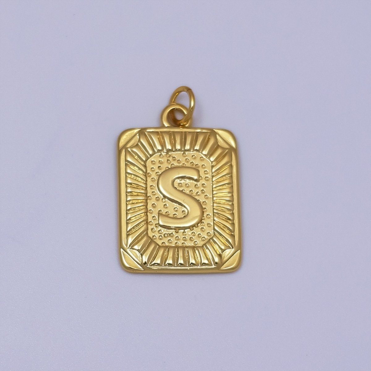 24k Gold Filled Initial Tag Letter Charm A - Z Alphabet Letter Tile Charm Pendant Personalized Charm for Designer Inspired Necklace Jewelry Making A716~A728
