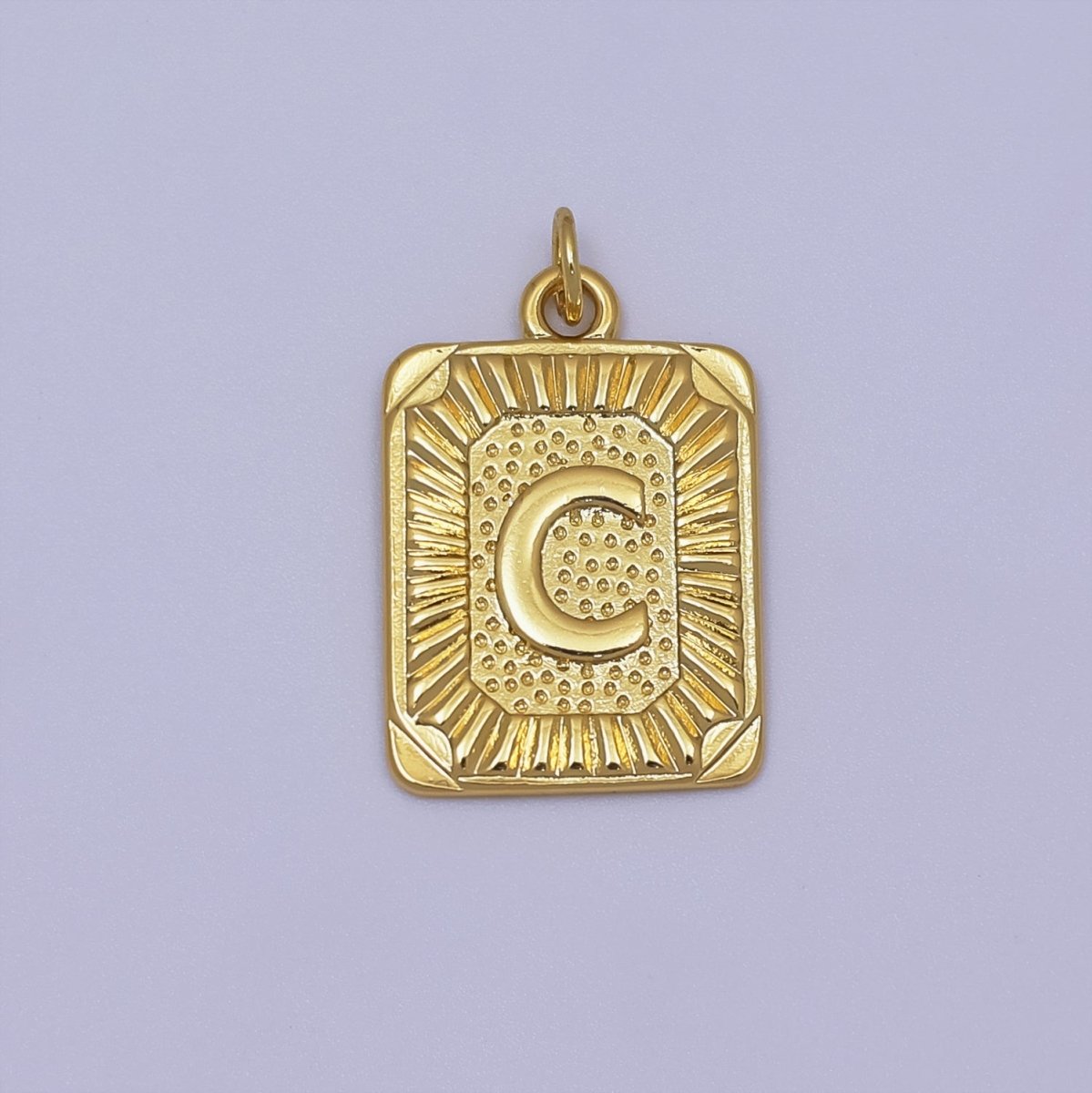 24k Gold Filled Initial Tag Letter Charm A - Z Alphabet Letter Tile Charm Pendant Personalized Charm for Designer Inspired Necklace Jewelry Making A716~A728