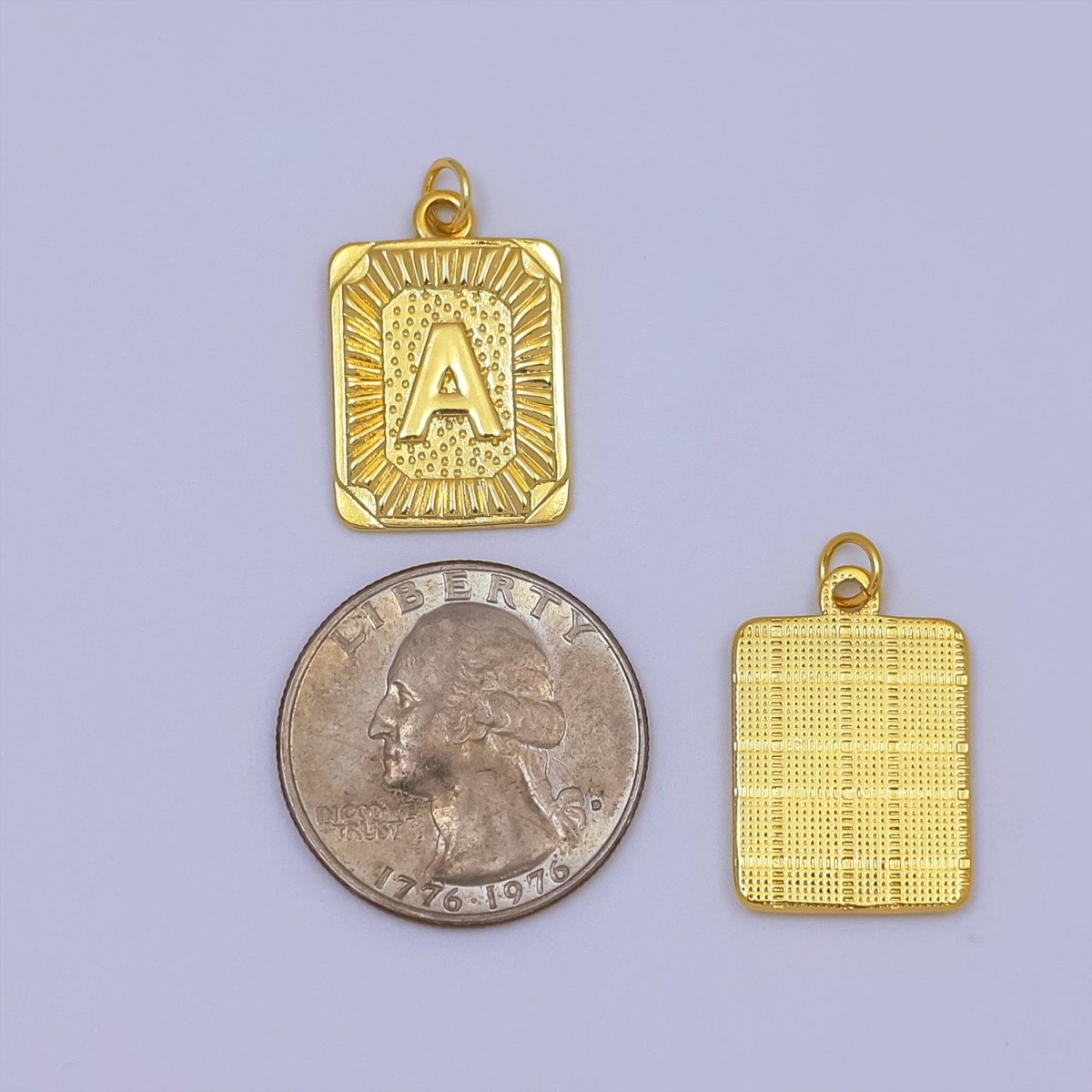 24k Gold Filled Initial Tag Letter Charm A - Z Alphabet Letter Tile Charm Pendant Personalized Charm for Designer Inspired Necklace Jewelry Making A716~A728