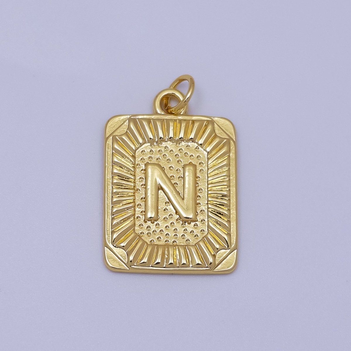 24k Gold Filled Initial Tag Letter Charm A - Z Alphabet Letter Tile Charm Pendant Personalized Charm for Designer Inspired Necklace Jewelry Making A716~A728