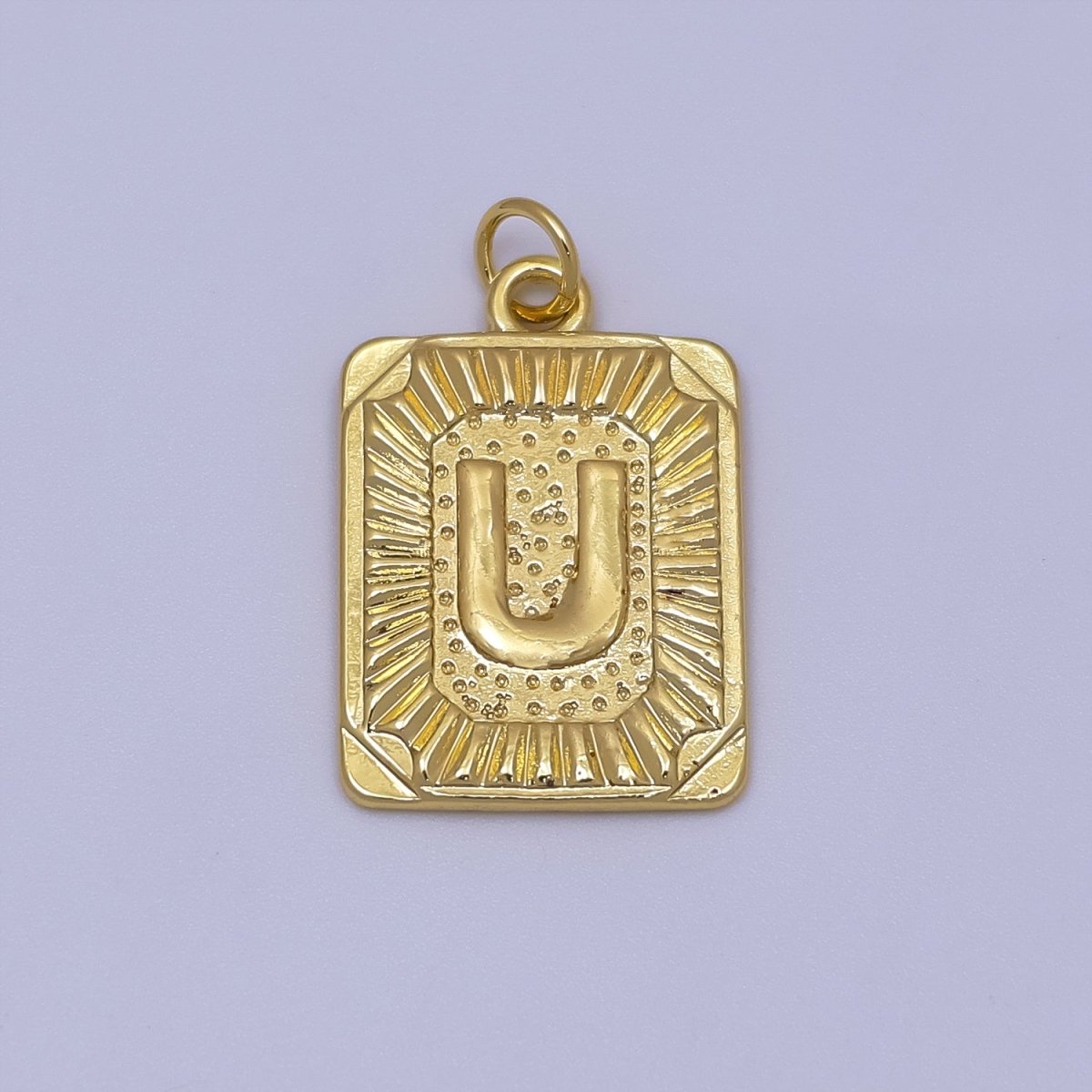 24k Gold Filled Initial Tag Letter Charm A - Z Alphabet Letter Tile Charm Pendant Personalized Charm for Designer Inspired Necklace Jewelry Making A716~A728