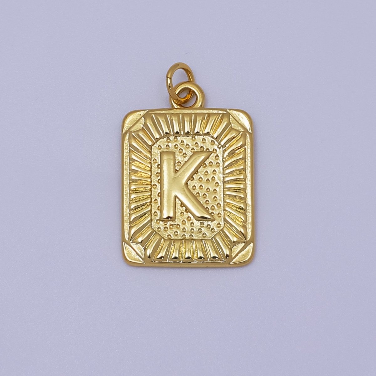24k Gold Filled Initial Tag Letter Charm A - Z Alphabet Letter Tile Charm Pendant Personalized Charm for Designer Inspired Necklace Jewelry Making A716~A728
