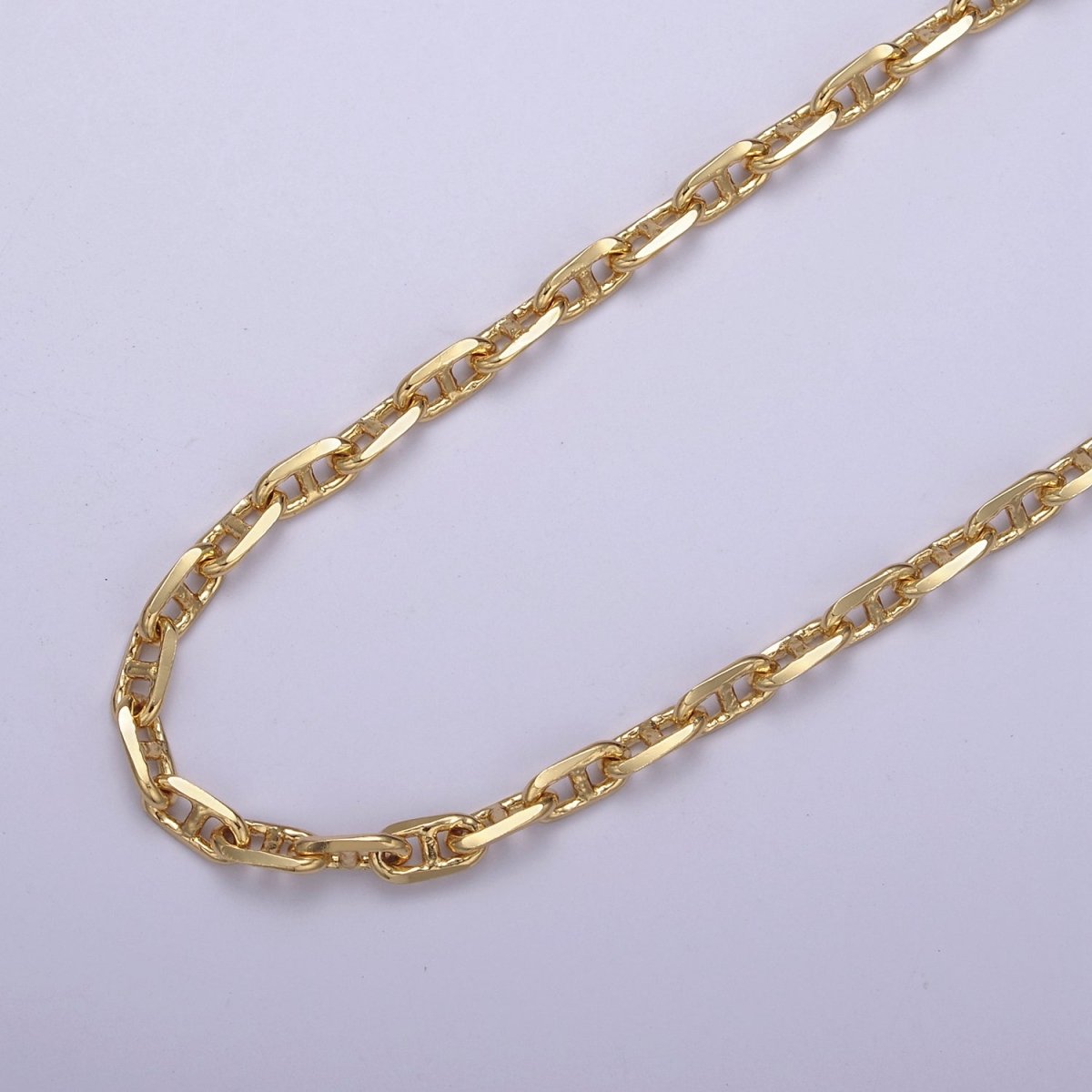 OS 24K Gold Filled Mariner Chain, 3.8mm Width Unfinished Chain For Jewelry Making | ROLL-698 Clearance Pricing