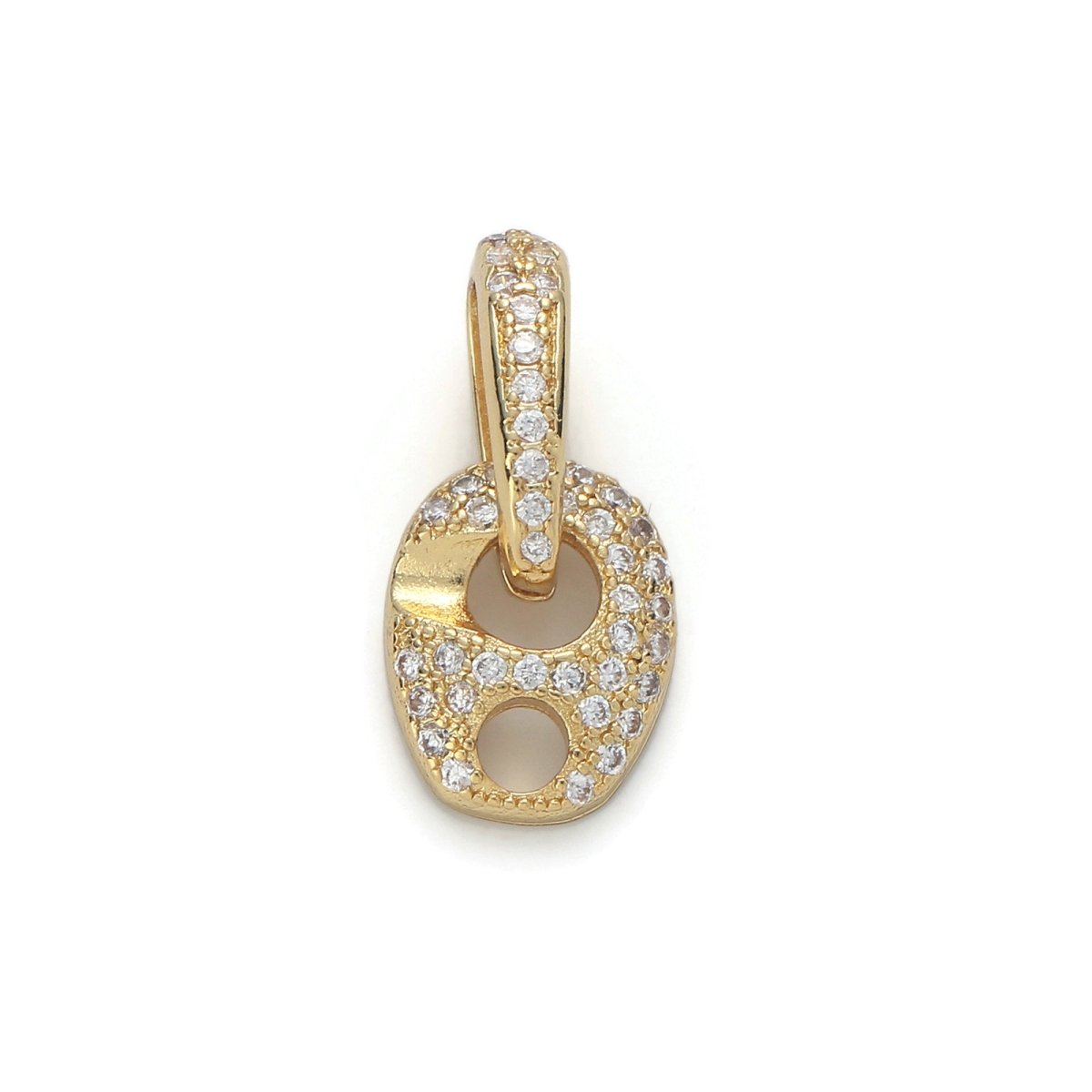 24k Gold Filled Micro Pave CZ Geometric Pendant Charm, Micro Pave Soda Cap Earring Pendant Charm, Gold Filled Pendant, For DIY Jewelry K-553
