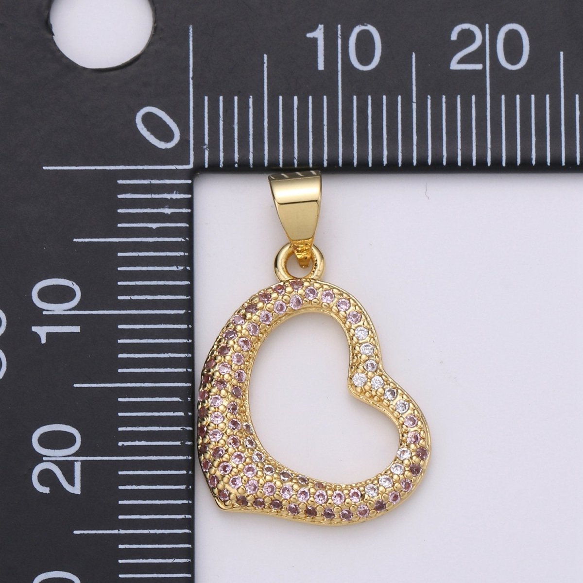 24k Gold Filled Micro Pave CZ Heart Pendant Charm, Open Heart Micro Pave CZ Pendant Charm, Gold Filled Pendant, For DIY Jewelry I-798