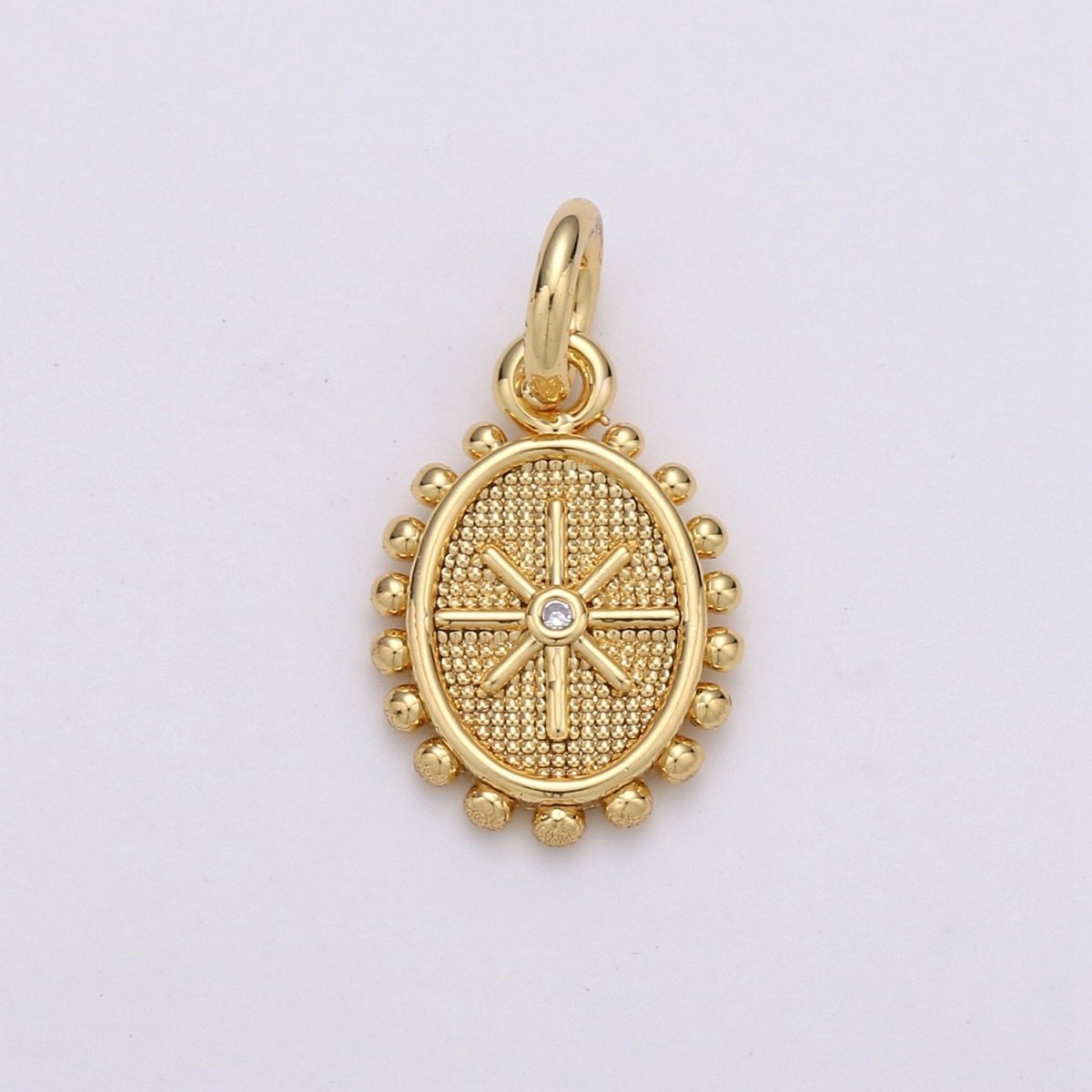 24k Gold Filled Micro Pave CZ Star Pendant Charm, Dainty Oval Pendant Charm, Gold Filled Pendant, For DIY Jewelry D-434