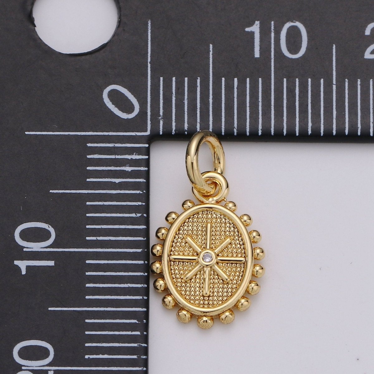 24k Gold Filled Micro Pave CZ Star Pendant Charm, Dainty Oval Pendant Charm, Gold Filled Pendant, For DIY Jewelry D-434