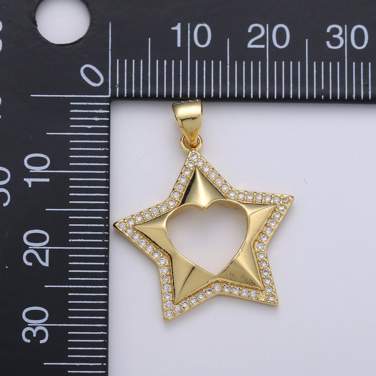 24k Gold Filled Micro Pave CZ Star Pendant Charm, Five Star Pendant Charm, Gold Filled Celestial Pendant, For DIY Jewelry Making I-727