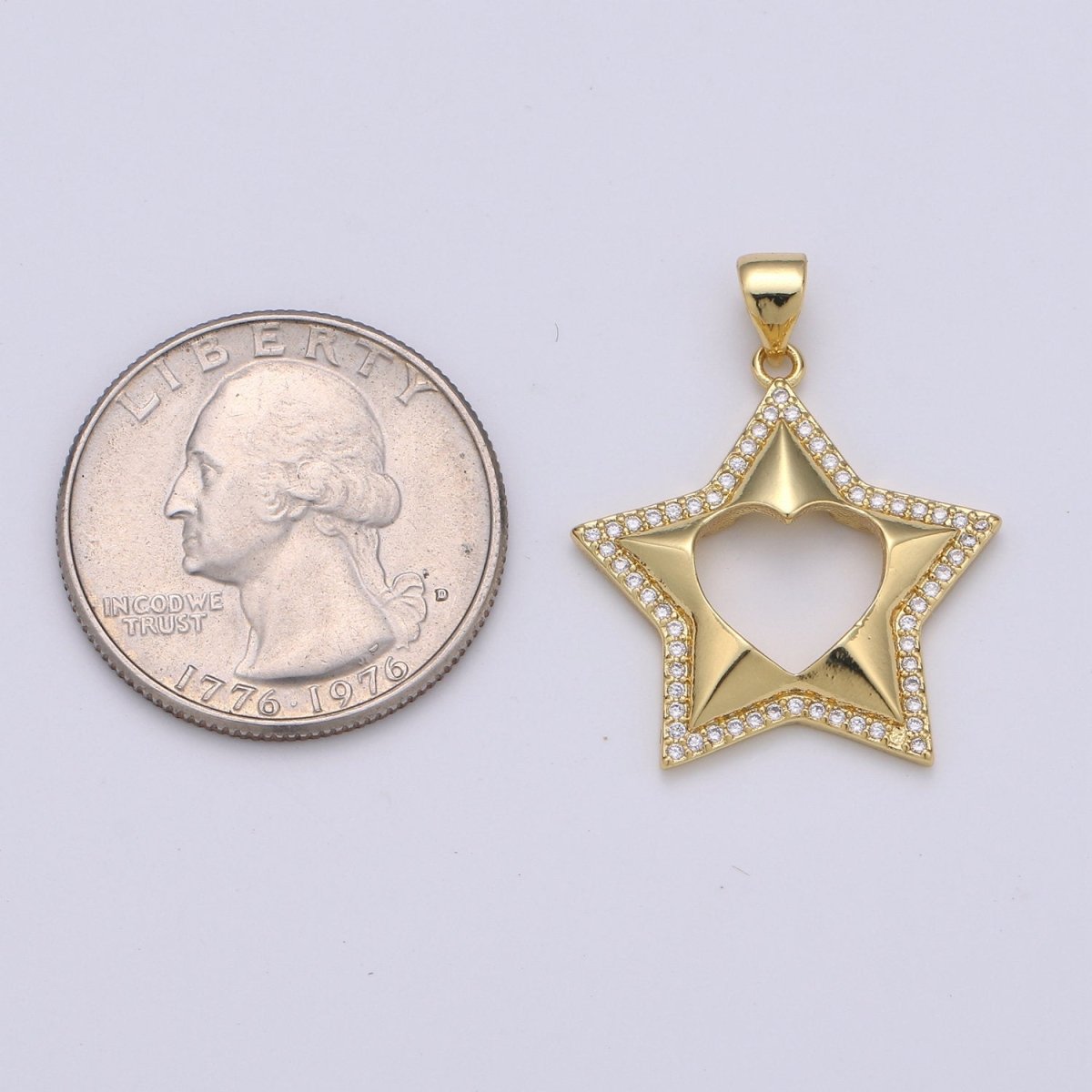 24k Gold Filled Micro Pave CZ Star Pendant Charm, Five Star Pendant Charm, Gold Filled Celestial Pendant, For DIY Jewelry Making I-727