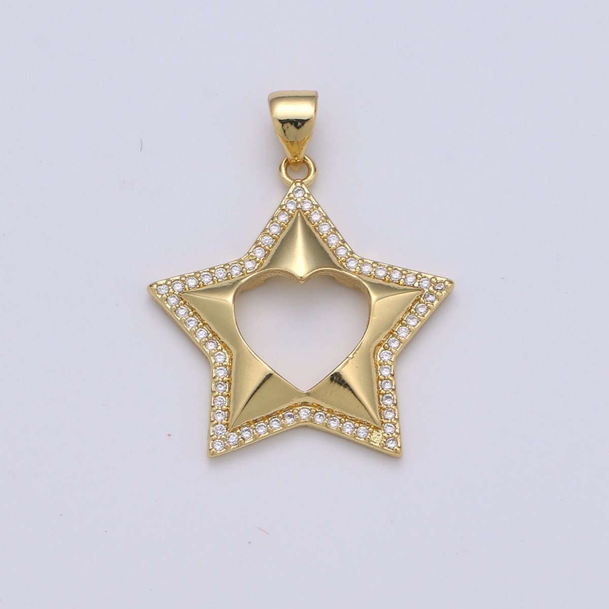 24k Gold Filled Micro Pave CZ Star Pendant Charm, Five Star Pendant Charm, Gold Filled Celestial Pendant, For DIY Jewelry Making I-727