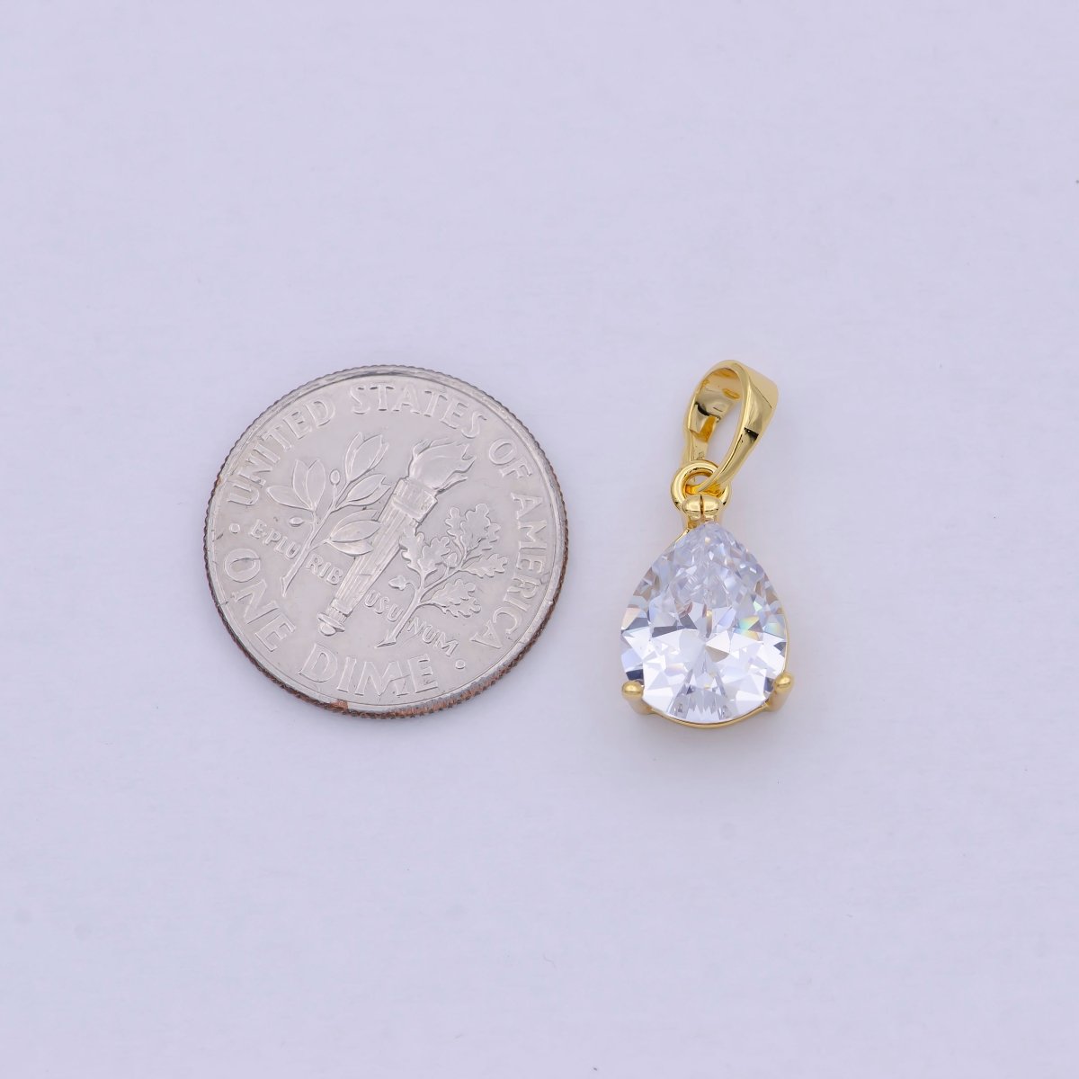 24k Gold Filled Micro Pave CZ Tear Drop Pendant Cubic Pear Charm I-892