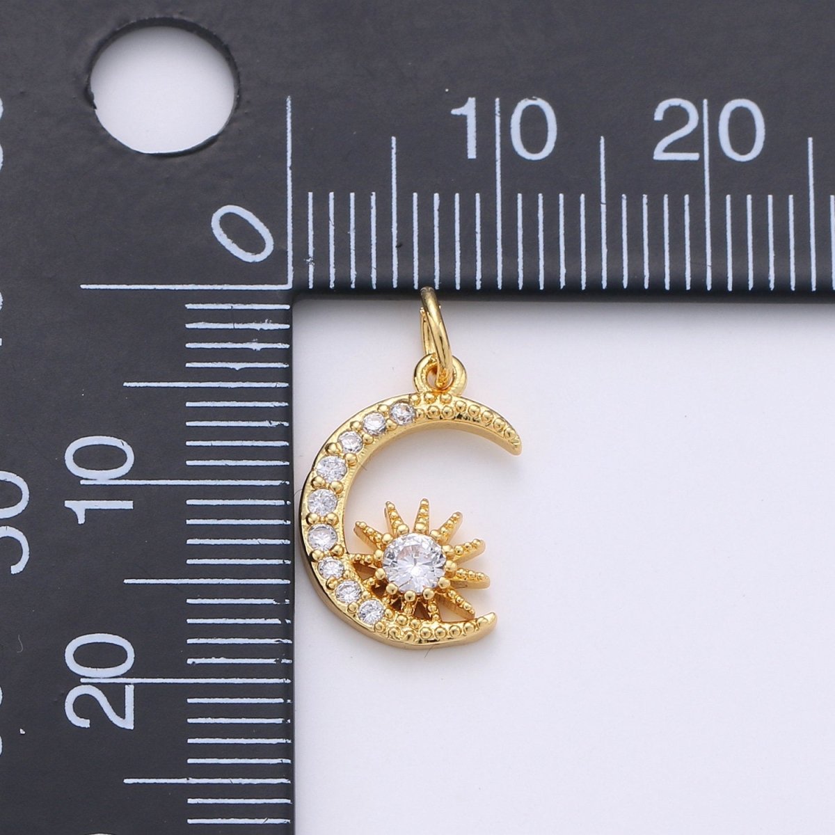 24k Gold Filled Micro Pave Moon Charm, Cubic Star Moon Pendant Charm, Gold Filled Charm, For DIY Necklace Bracelet Earring D-236