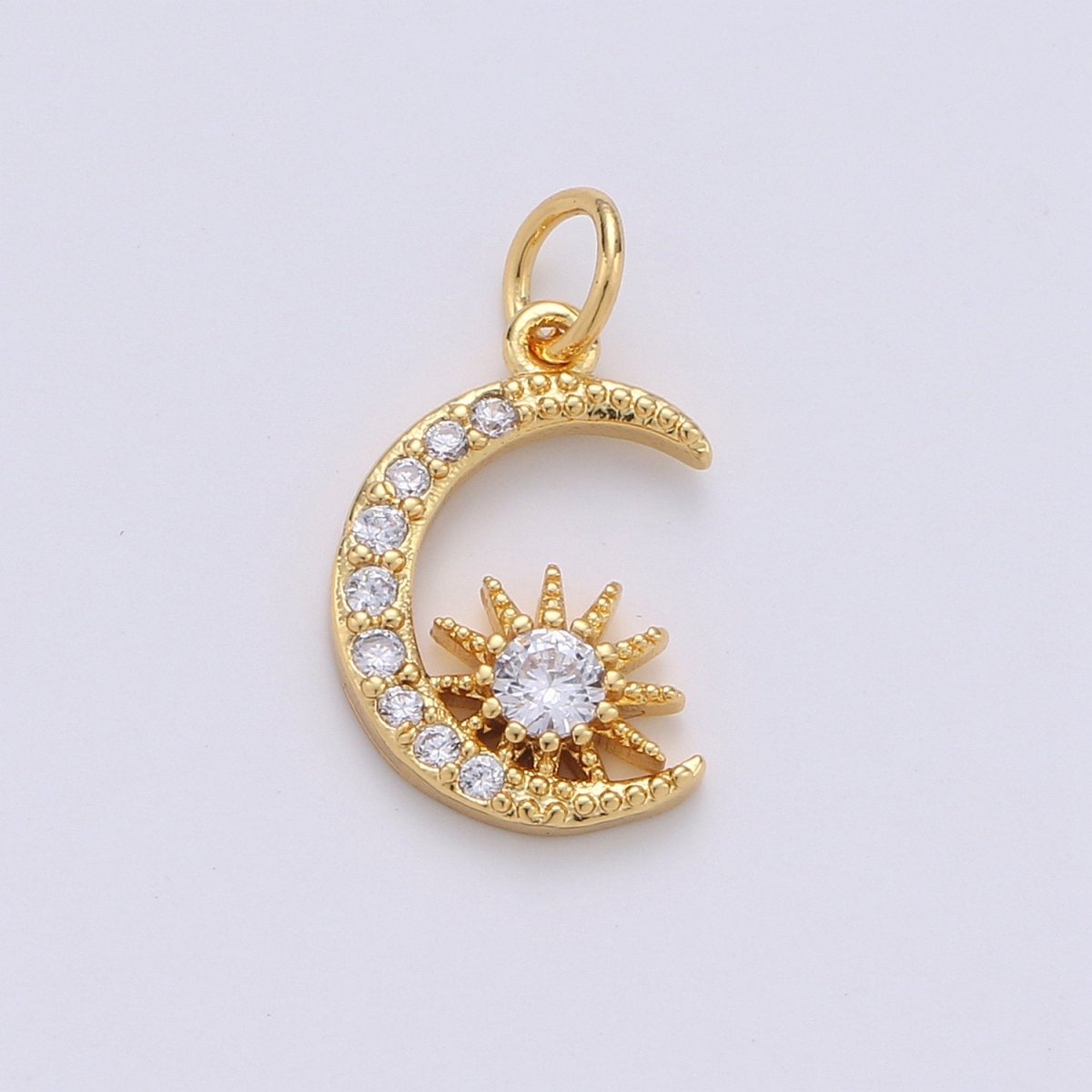 24k Gold Filled Micro Pave Moon Charm, Cubic Star Moon Pendant Charm, Gold Filled Charm, For DIY Necklace Bracelet Earring D-236