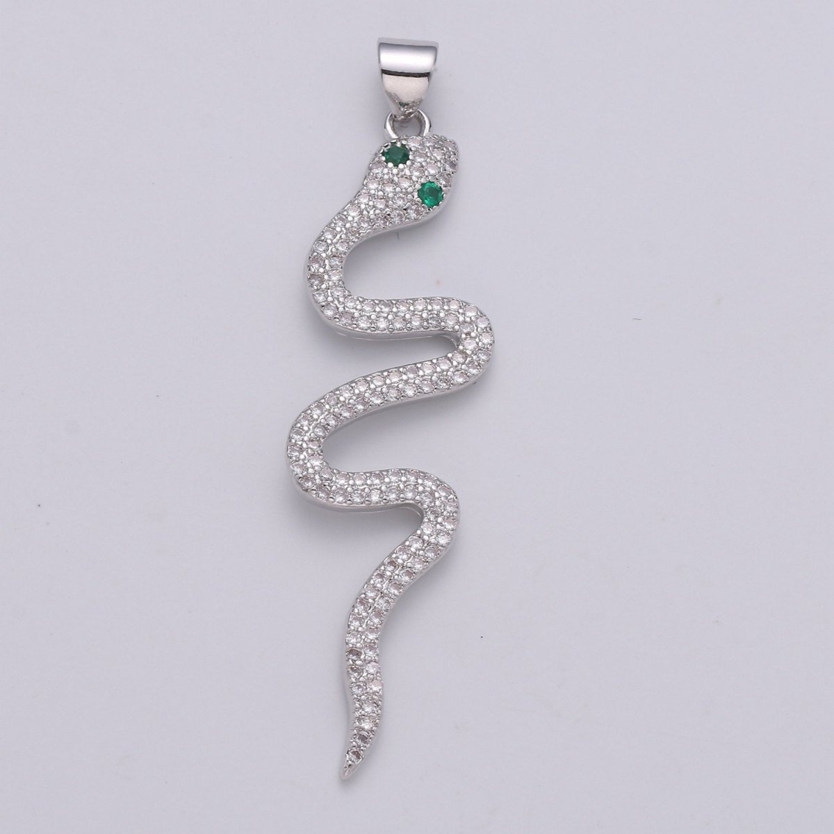 24k Gold Filled Micro Pave Snake Charm, Cubic Zirconia Serpent Pendant Charm, Gold Filled Charm, Snake Pendant For DIY Jewelry I-807