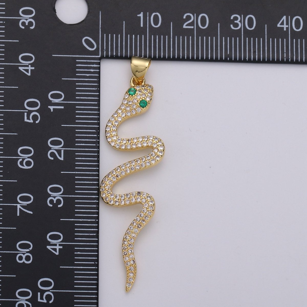 24k Gold Filled Micro Pave Snake Charm, Cubic Zirconia Serpent Pendant Charm, Gold Filled Charm, Snake Pendant For DIY Jewelry I-807
