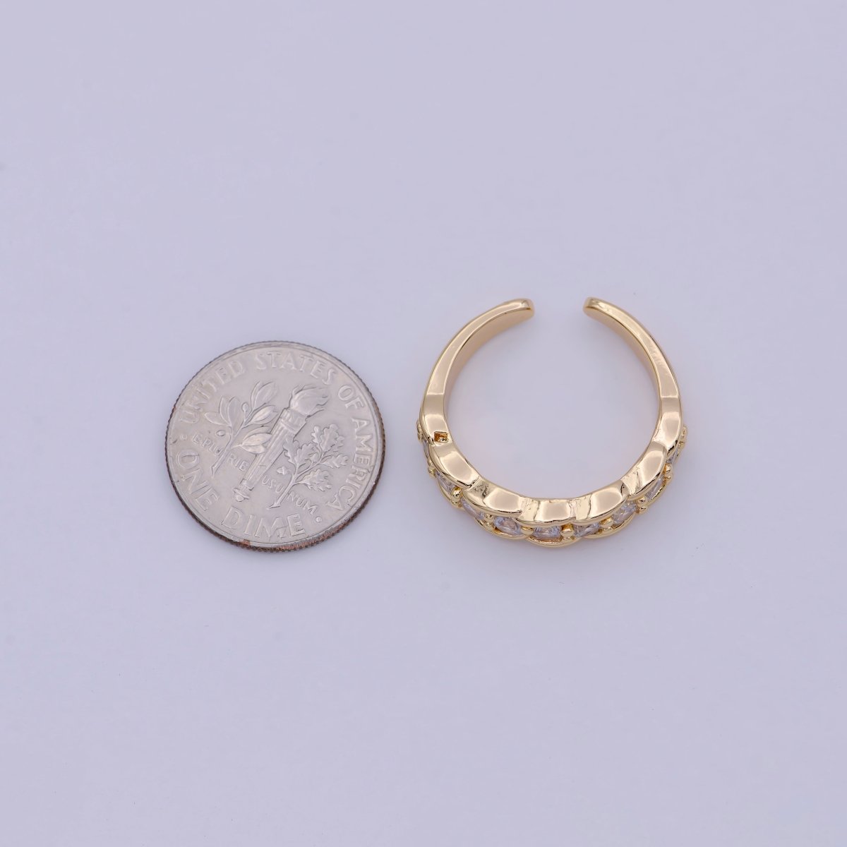 24K Gold Filled Minimalist Micro Pave Crystal Cubic Zirconia Bubble Adjustable Ring S-316