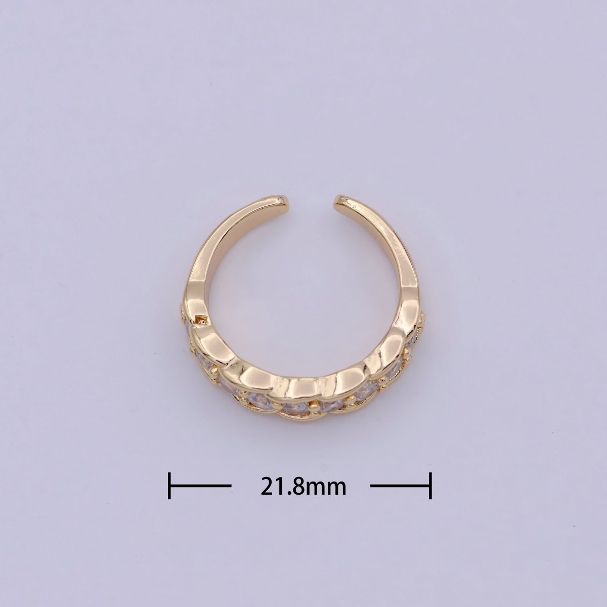 24K Gold Filled Minimalist Micro Pave Crystal Cubic Zirconia Bubble Adjustable Ring S-316