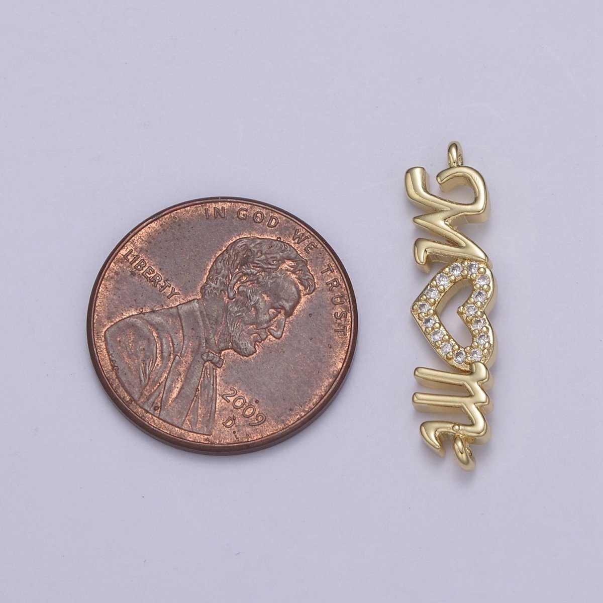 24K Gold Filled Mom Link Connector Silver Micro Pave CZ Heart Charm Connector Mother with Heart Micro Pave CZ Connector  F-815 F-816