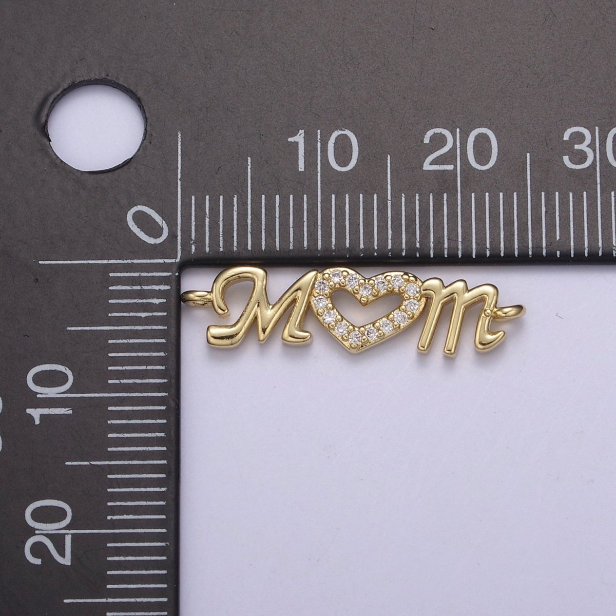 24K Gold Filled Mom Link Connector Silver Micro Pave CZ Heart Charm Connector Mother with Heart Micro Pave CZ Connector  F-815 F-816