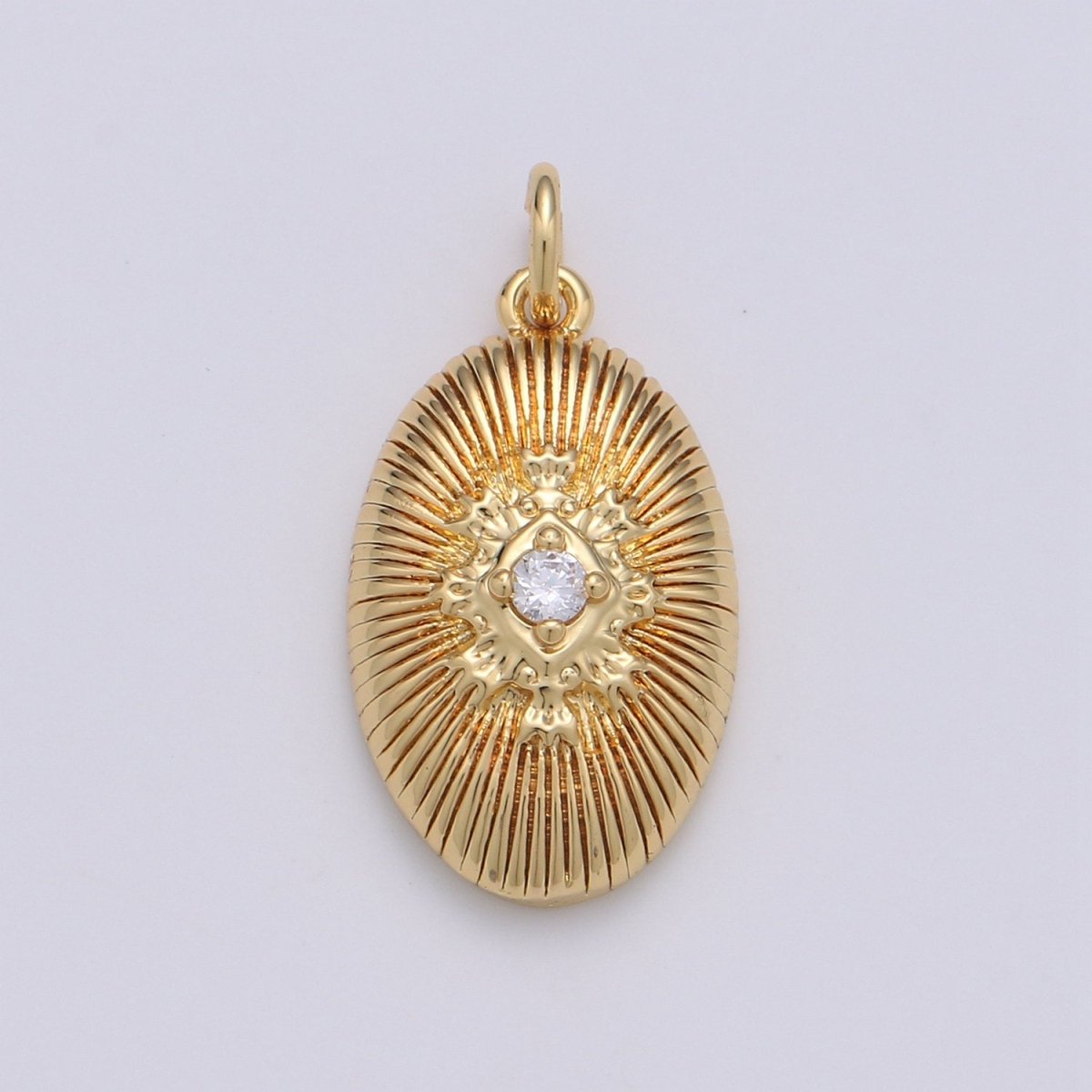 24k Gold Filled Oval Charms, Cubic Inner Radiance Pendant, Dainty Pendant Oval Charm for Bracelet Earring Necklace DIY D-643