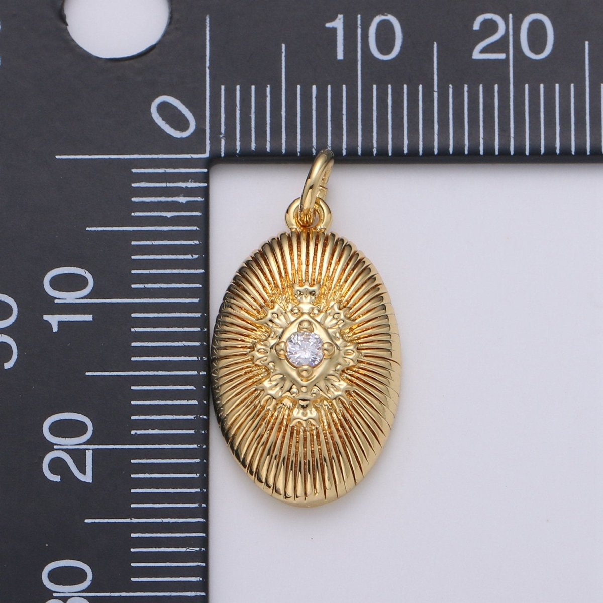 24k Gold Filled Oval Charms, Cubic Inner Radiance Pendant, Dainty Pendant Oval Charm for Bracelet Earring Necklace DIY D-643