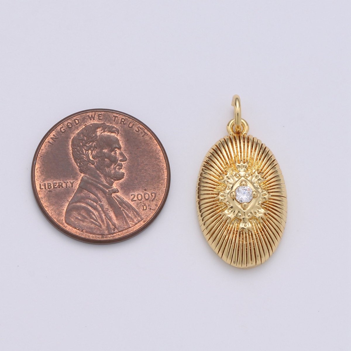 24k Gold Filled Oval Charms, Cubic Inner Radiance Pendant, Dainty Pendant Oval Charm for Bracelet Earring Necklace DIY D-643