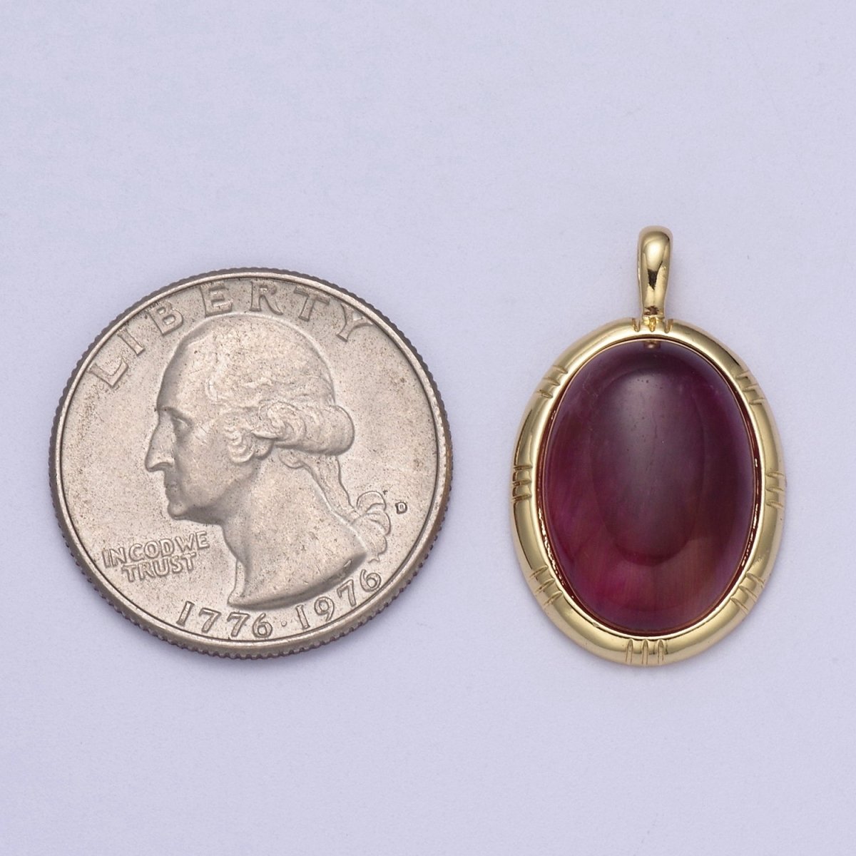 24K Gold Filled Oval Tiger Eye, Dark Green Aventurine, Carnelian Natural Healing Gemstone Pendant H-332 - H-334