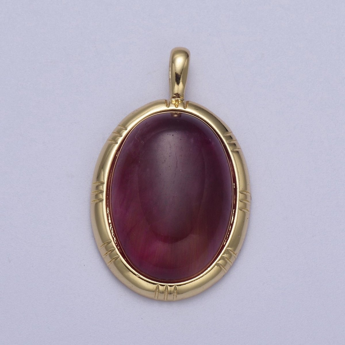 24K Gold Filled Oval Tiger Eye, Dark Green Aventurine, Carnelian Natural Healing Gemstone Pendant H-332 - H-334