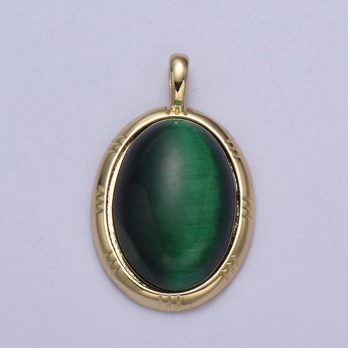 24K Gold Filled Oval Tiger Eye, Dark Green Aventurine, Carnelian Natural Healing Gemstone Pendant H-332 - H-334