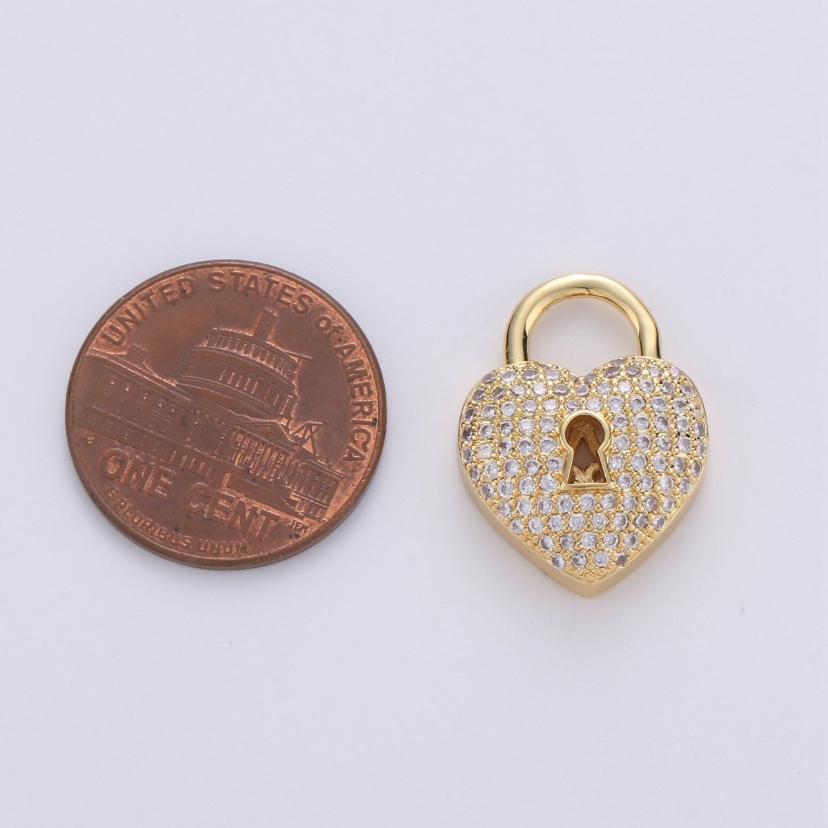 24k Gold Filled Padlock Charm Gold CZ Micro Pave Charm Pendant Heart Lock Charm Necklace for Statement Necklace Component D-618