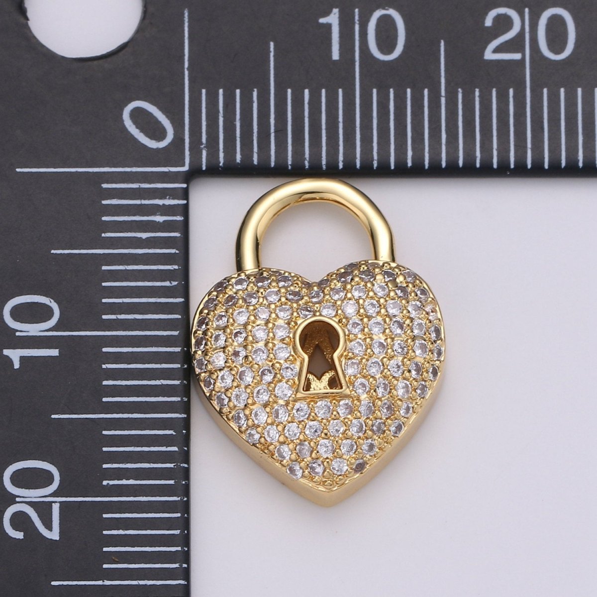 24k Gold Filled Padlock Charm Gold CZ Micro Pave Charm Pendant Heart Lock Charm Necklace for Statement Necklace Component D-618