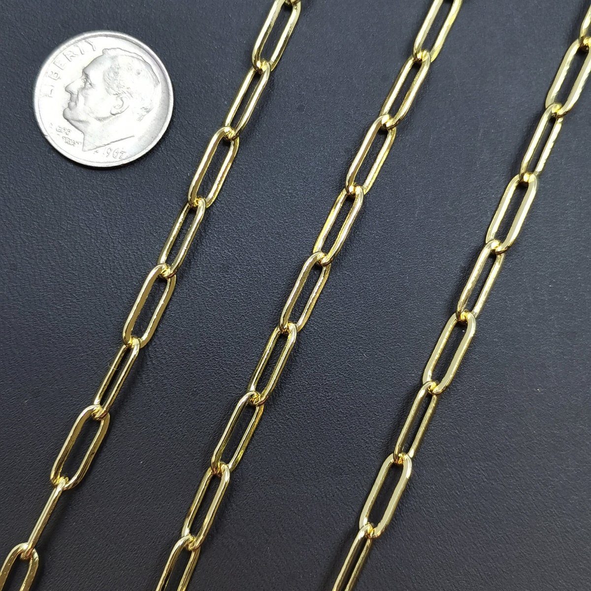 OS 24K Gold Filled PAPER CLIP Rolo Cable Chain by Yard, Gold Filled Cable Rolo Chain by Yard, Wholesale Bulk Roll Chain for Jewelry Making | ROLL-162
