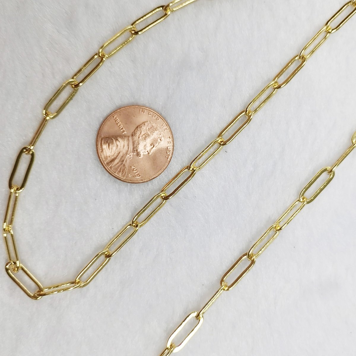 OS 24K Gold Filled PAPER CLIP Rolo Cable Chain by Yard, Gold Filled Cable Rolo Chain by Yard, Wholesale Bulk Roll Chain for Jewelry Making | ROLL-162