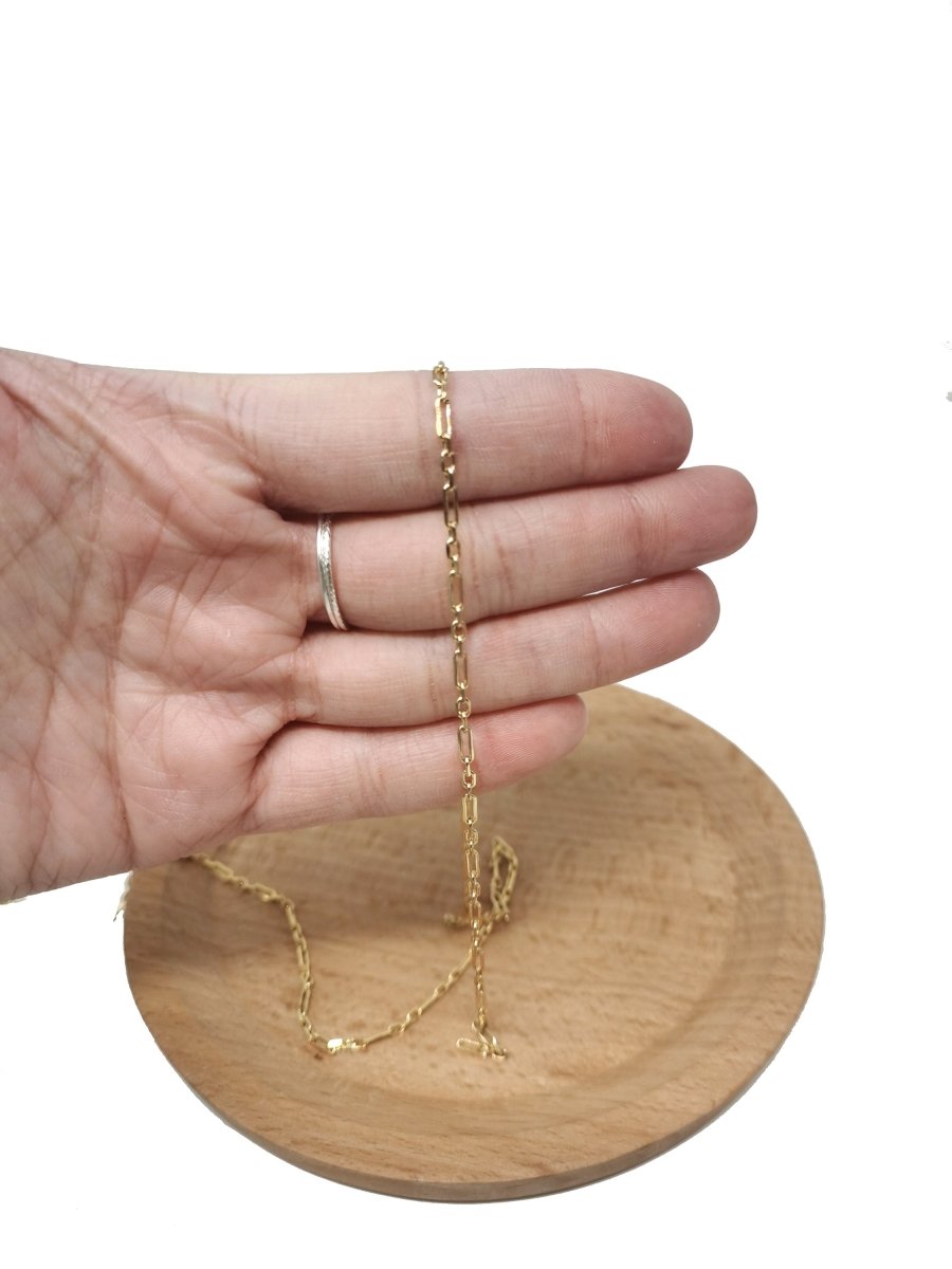 24K Gold Filled Rolo Cable Chain by Yard, Gold Filled Cable Rolo Chain by Yard, Wholesale Bulk Roll Chain For Jewelry Making, PAPER CLIP Chain | ROLL-043 Overstock Clearance Pricing