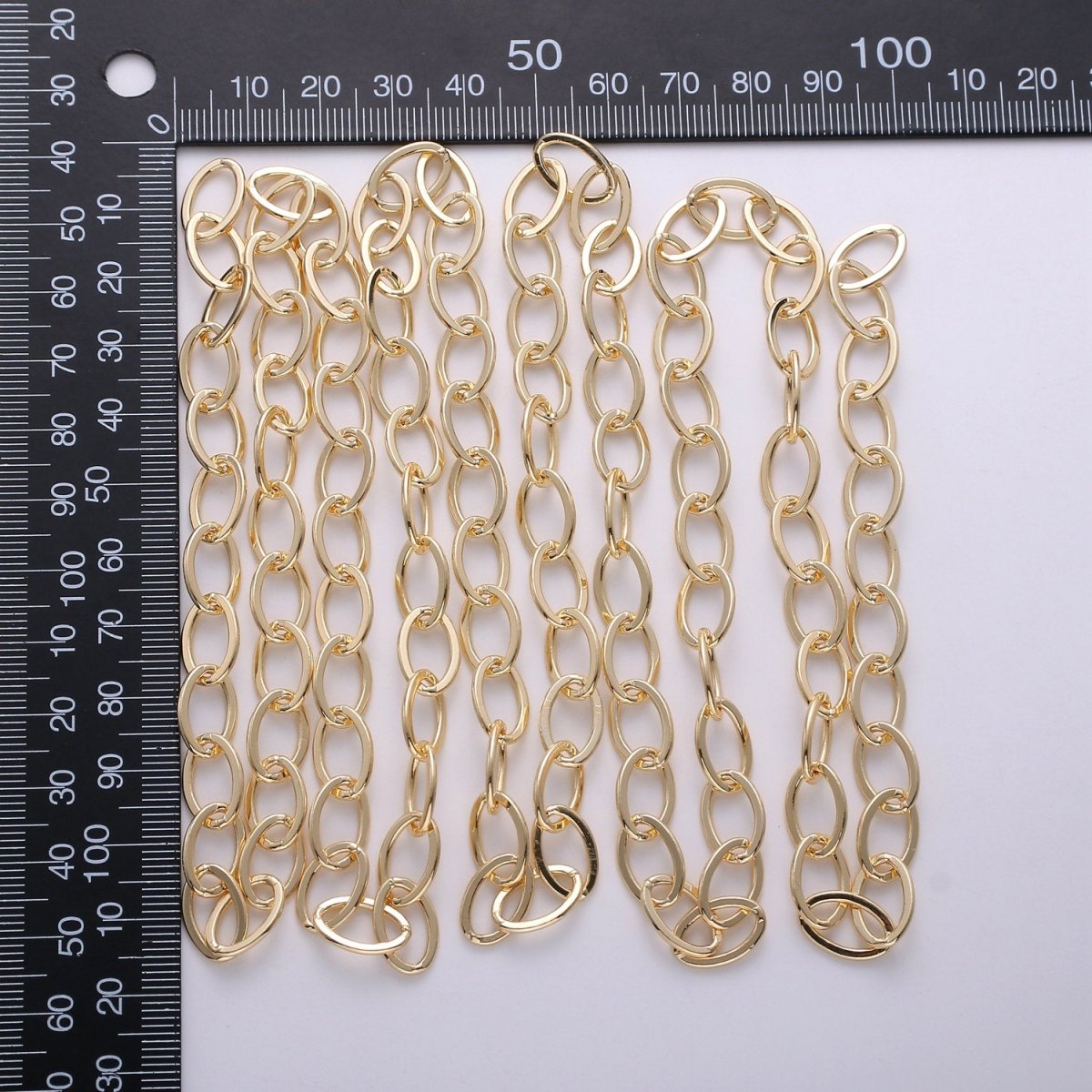 24K Gold Filled Rolo Unfinished Chain, 8X12mm Width, Thin Flat Minimalist Rolo For Jewelry Making, For Necklace, Bracelet, Anklet Supply Component | ROLL-259 Clearance Pricing